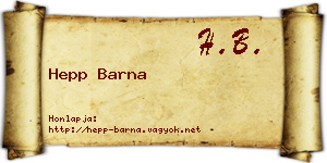 Hepp Barna névjegykártya